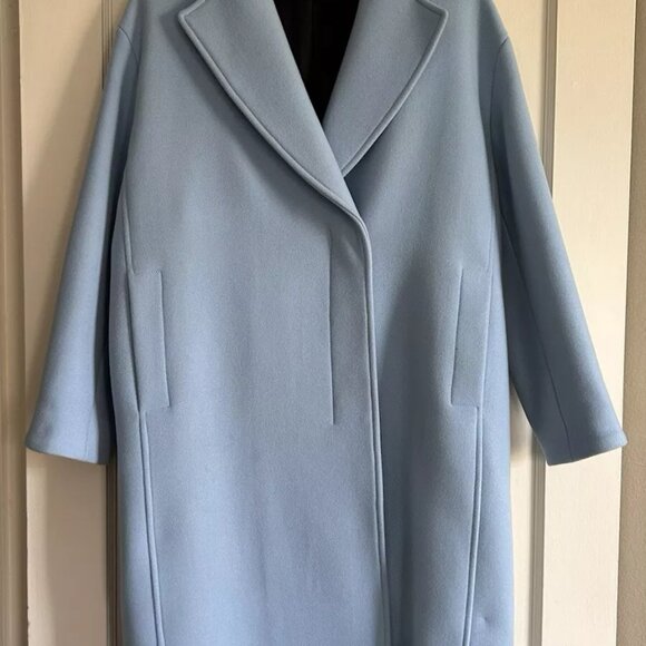 Zara Premium Collection Sky Blue Oversize Wool Blend Coat XS-M - Picture 2 of 8